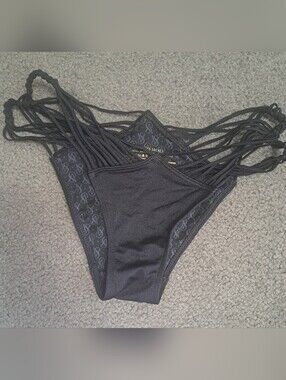Victoria's Secret Black Strappy Bikini Bottom In Size Medium